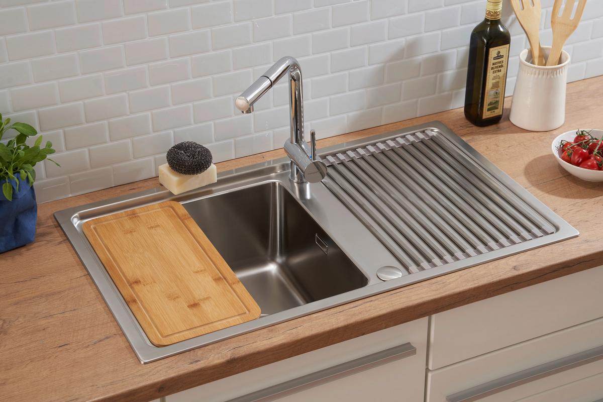 Spüle Respekta Edelstahl Bxt: 86x50 Cm - Edelstahlfarben, Trend, Metall (86/21/50cm) - Respekta