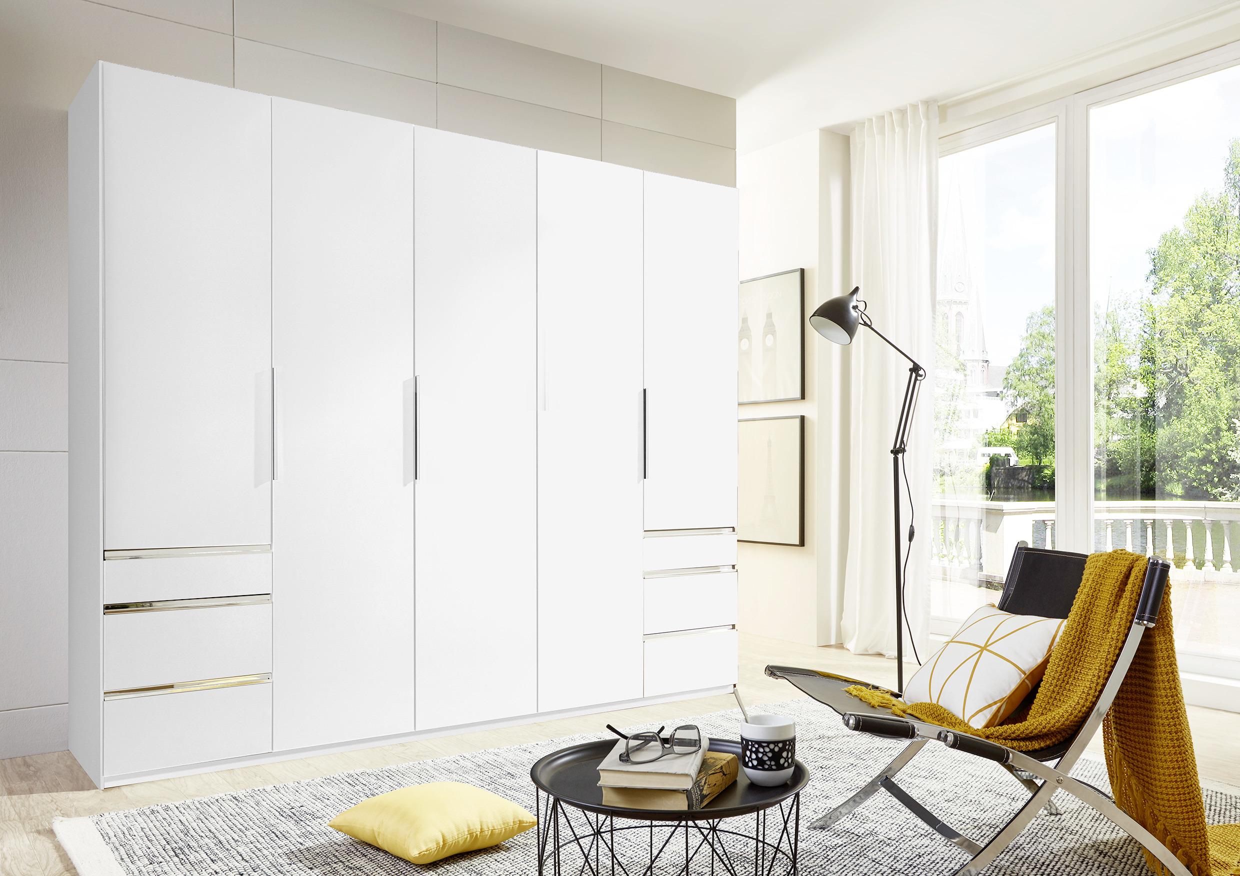 Drehtürenschrank Mit Laden 250cm Level 36a, Weiß - Weiß, MODERN, Holzwerkstoff (250/216/58cm) - MID.YOU