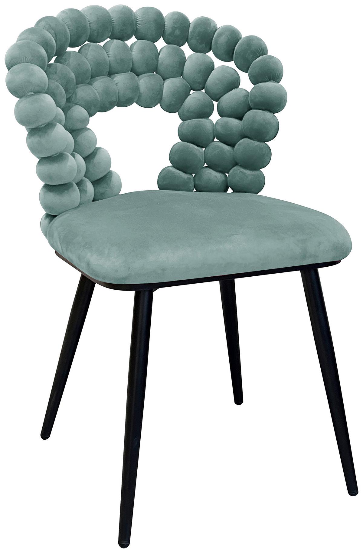Židle LIA velúr zelená - černá/zelená, Lifestyle, kov/dřevo (55/85/62cm) - Mömax