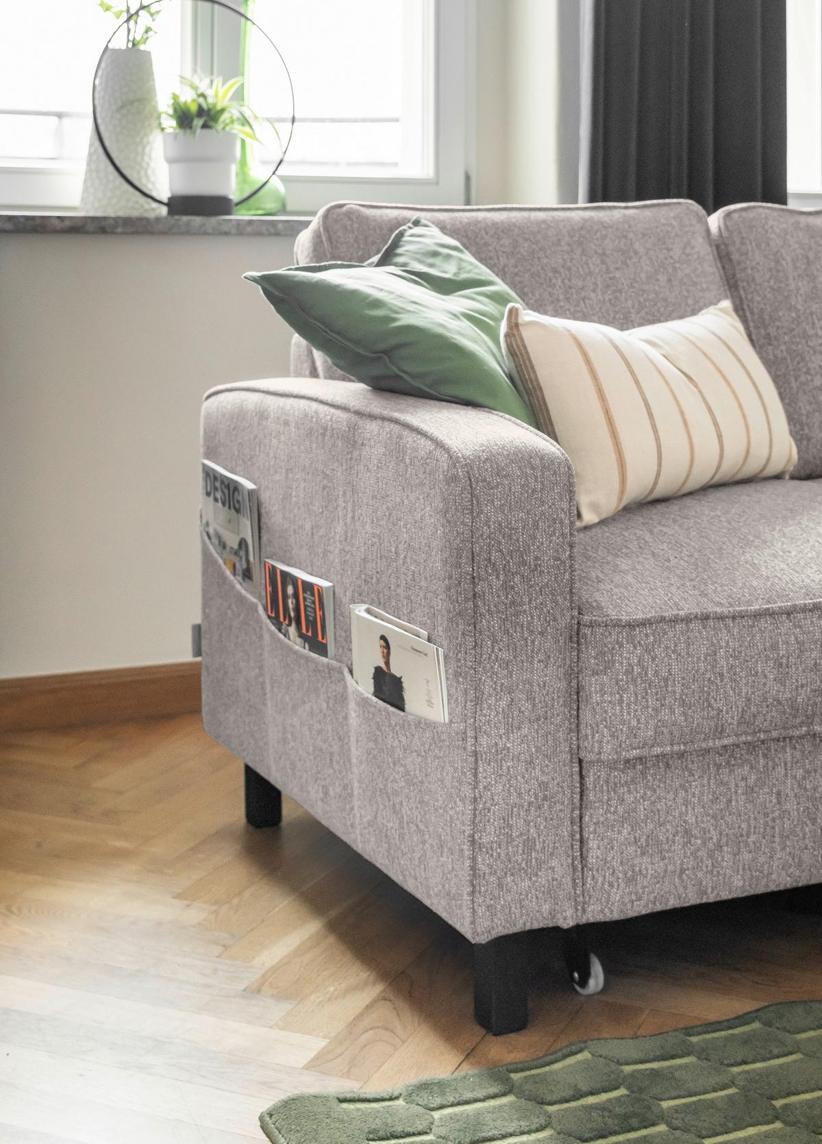 Ecksofa Molly Salz und Pfeffer S: 228x148 cm - Grauweiß/Schwarz, Textil (228/148cm) - MID.YOU
