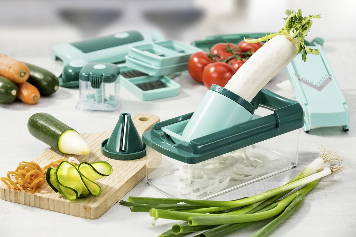 Küchenhelfer-set Nicer Dicer Fusion Smart 16 Tlg. - Türkis/Dunkelgrün, Basics, Kunststoff/Metall - Genius