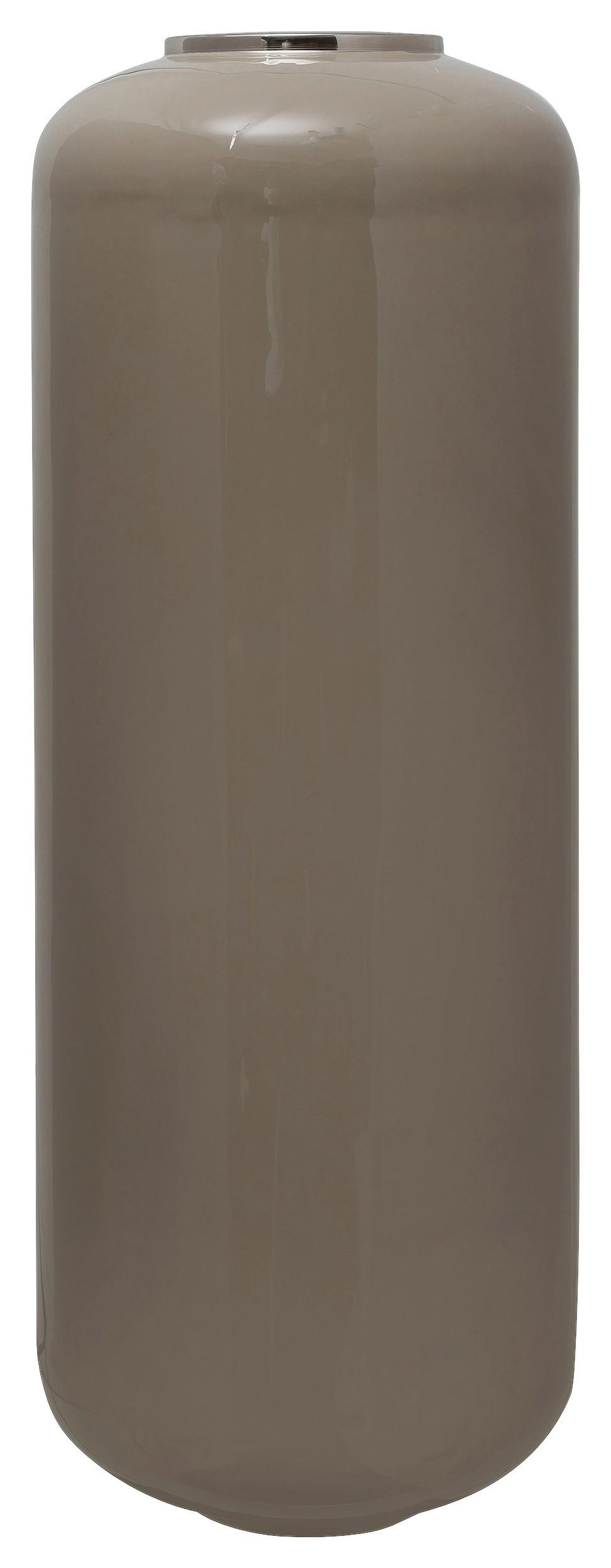 Bodenvase Art Deco Silberfarben Taupe, D: 30 cm - Taupe/Silberfarben, Trend, Metall (30/81cm) - Kayoom
