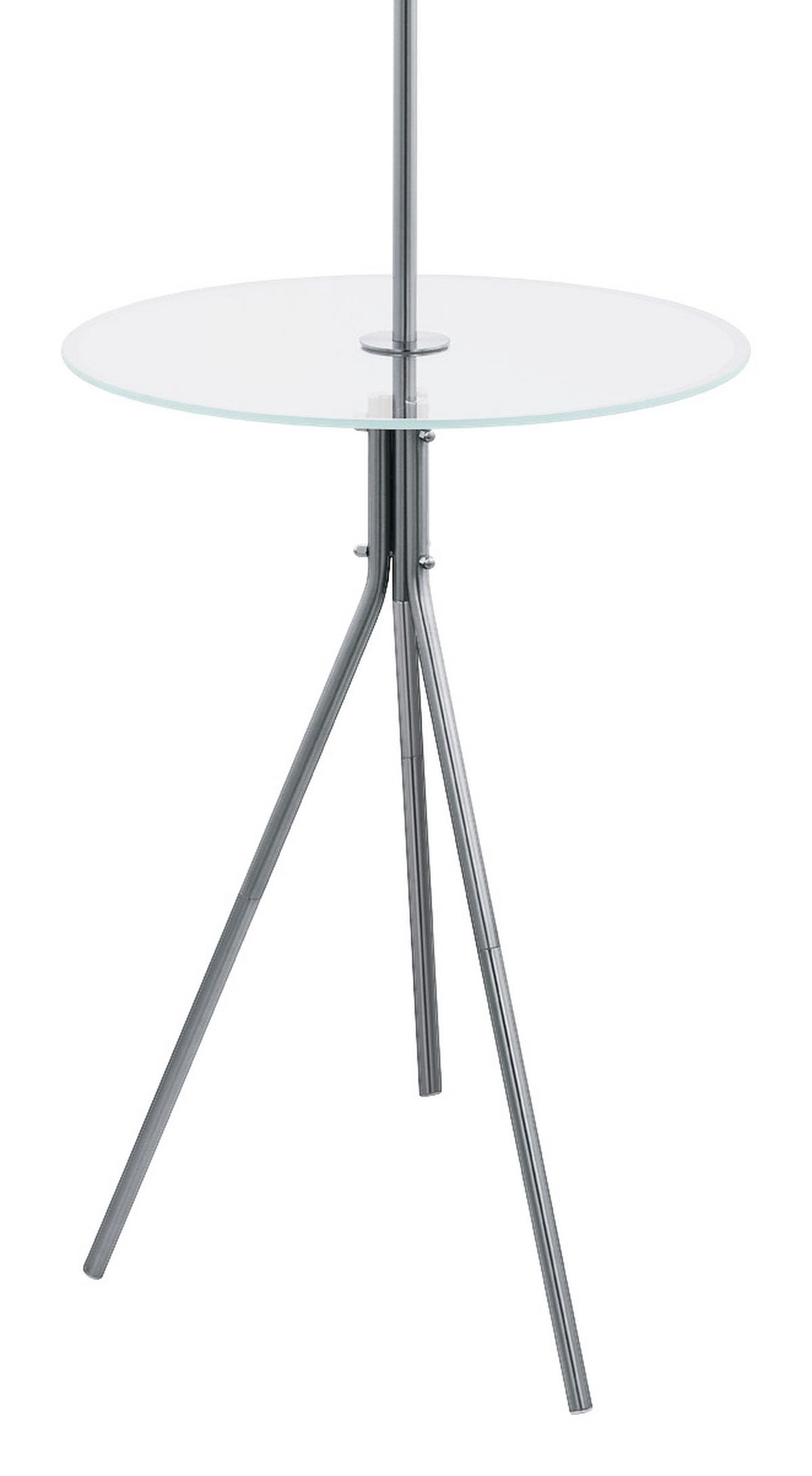 Stehlampe Policara Silber Mit Glasablage - Weiß/Nickelfarben, MODERN, Glas/Metall (46/158,5cm)