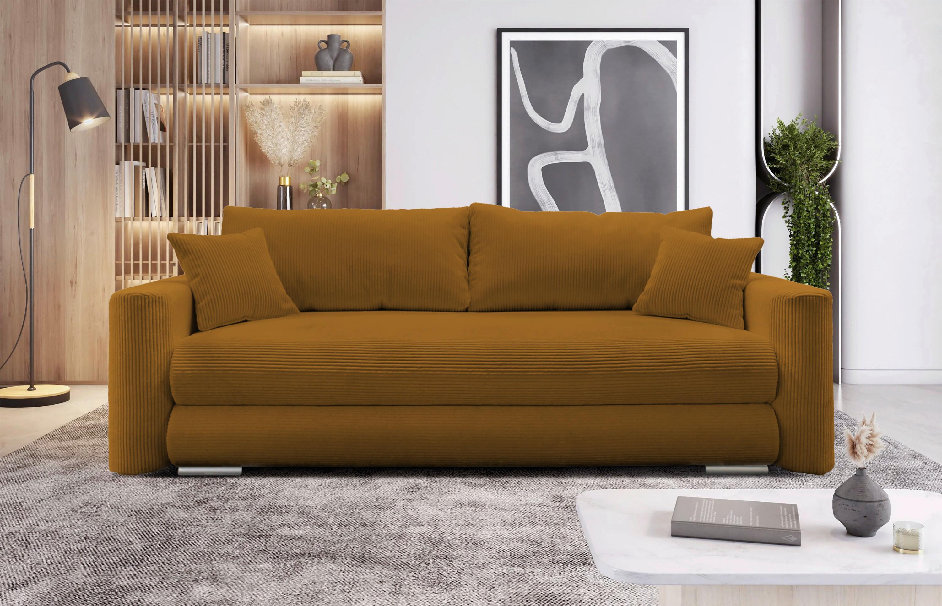 SCHLAFSOFA Ralf Rostfarben B: 232 cm - Rostfarben/Silberfarben, Design, Textil (232/88/105cm) - MID.YOU