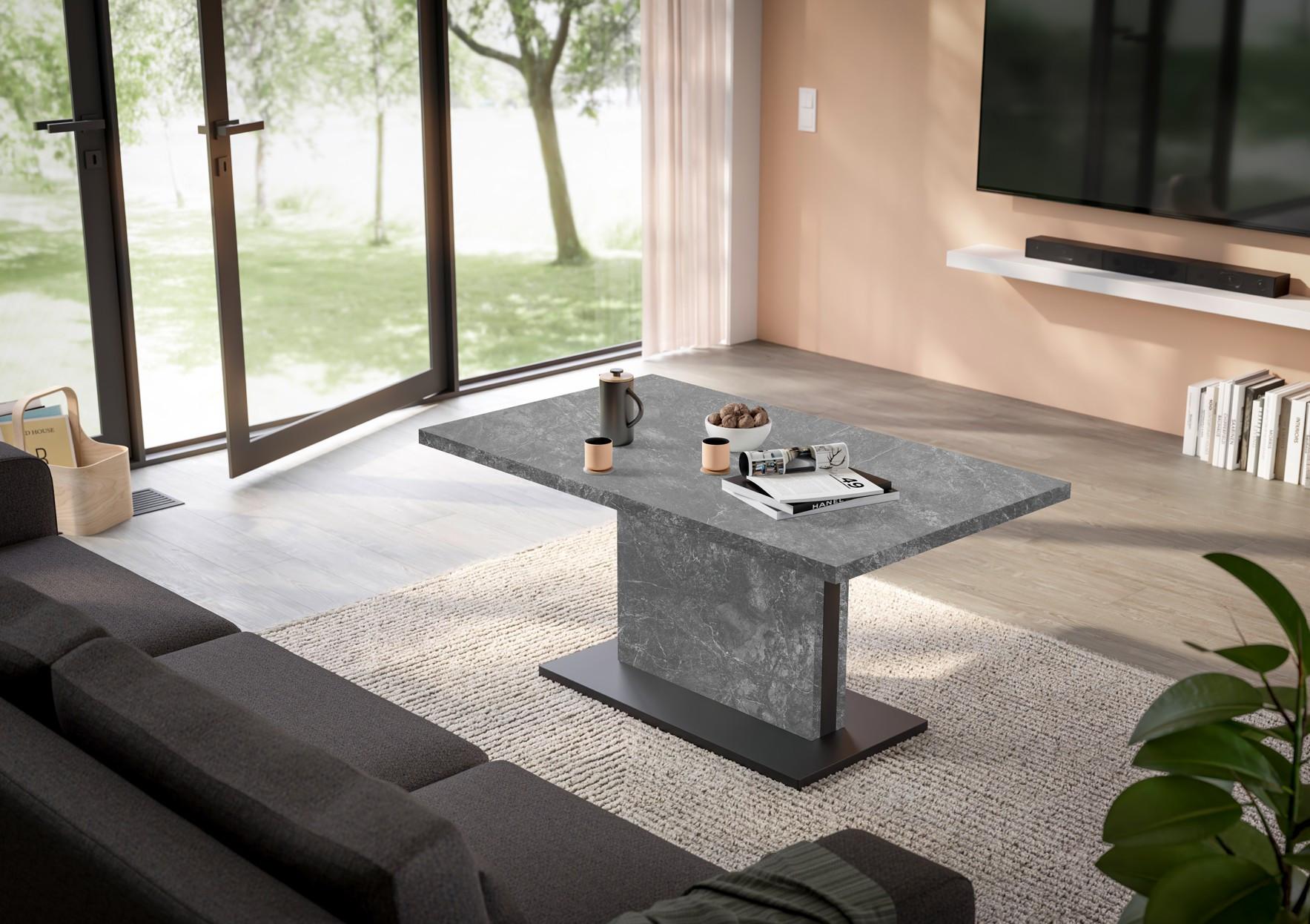 Couchtisch Lift Graphitfarben/Schwarz B: 120cm - Schwarz/Graphitfarben, Design, Holzwerkstoff/Metall (120/55-69/70cm) - MID.YOU