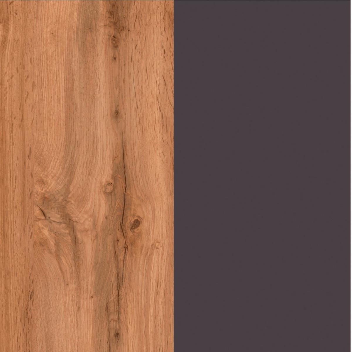 Küchenzeile Turin mit Geräten B: 330 cm Graphit/Eiche Dekor - Eiche Wotan/Graphitfarben, Design, Holzwerkstoff (330cm) - Held