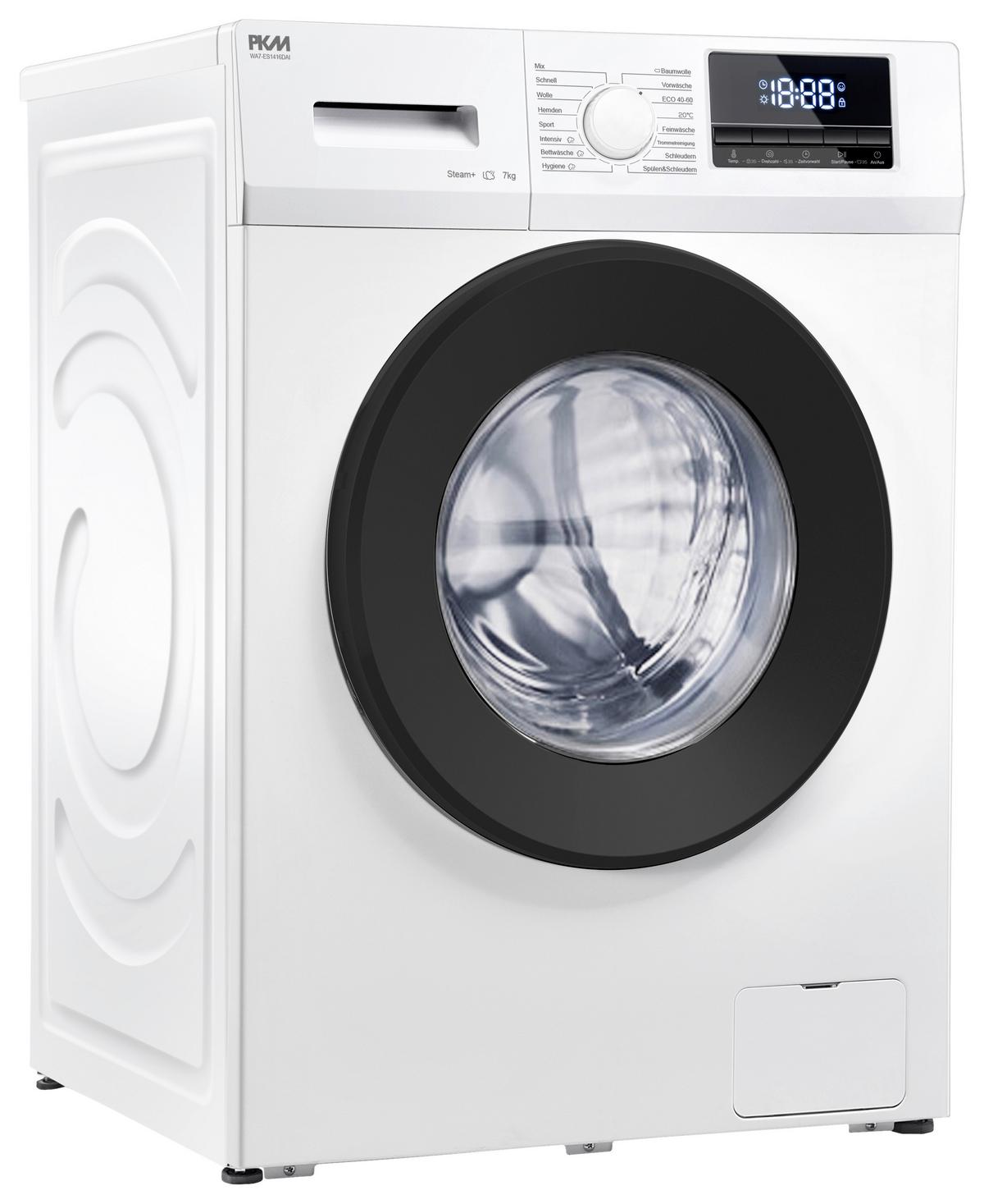 Waschmaschine Wa7-Es1416dai 7 Kg 1400 U/Min LED-Anzeigen - Weiß, Trend, Glas/Kunststoff (59,5/85/49,5cm) - PKM