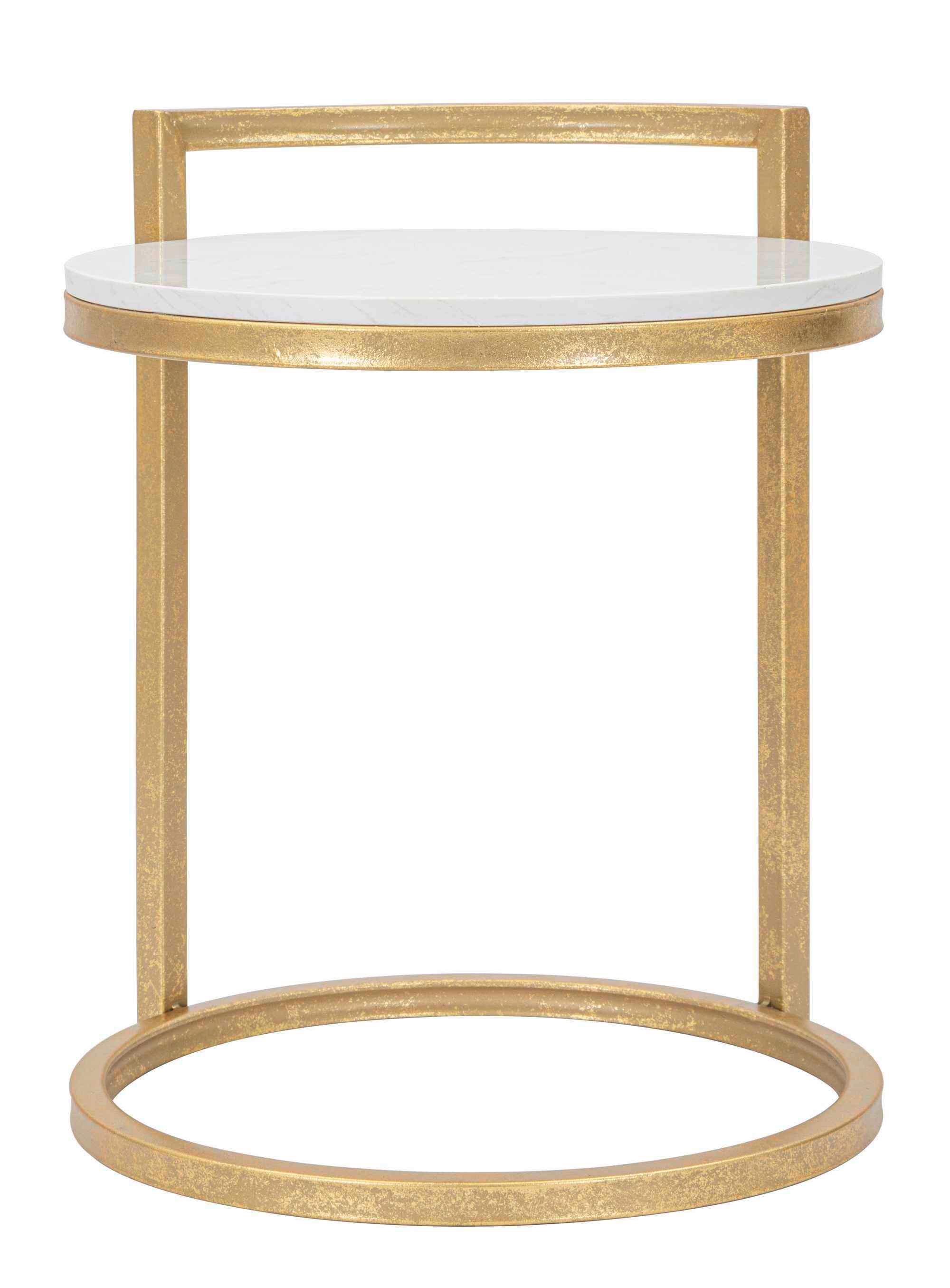 Couchtisch Marble Goldfarben, Weiß B: 40 cm - Goldfarben/Weiß, Basics, Stein/Metall (43/50cm)