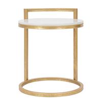 KONFERENČNÝ STOLÍK MARBLE - biela/zlatá, Basics, kov/kameň (43/50cm)