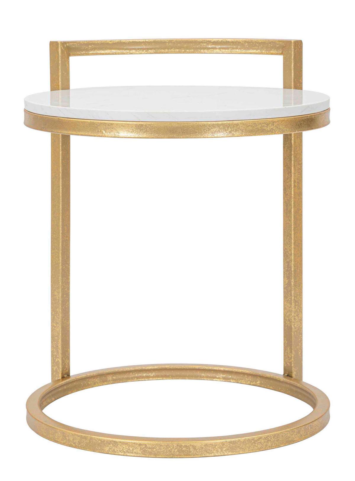 KONFERENČNÝ STOLÍK MARBLE - biela/zlatá, Basics, kov/kameň (43/50cm)