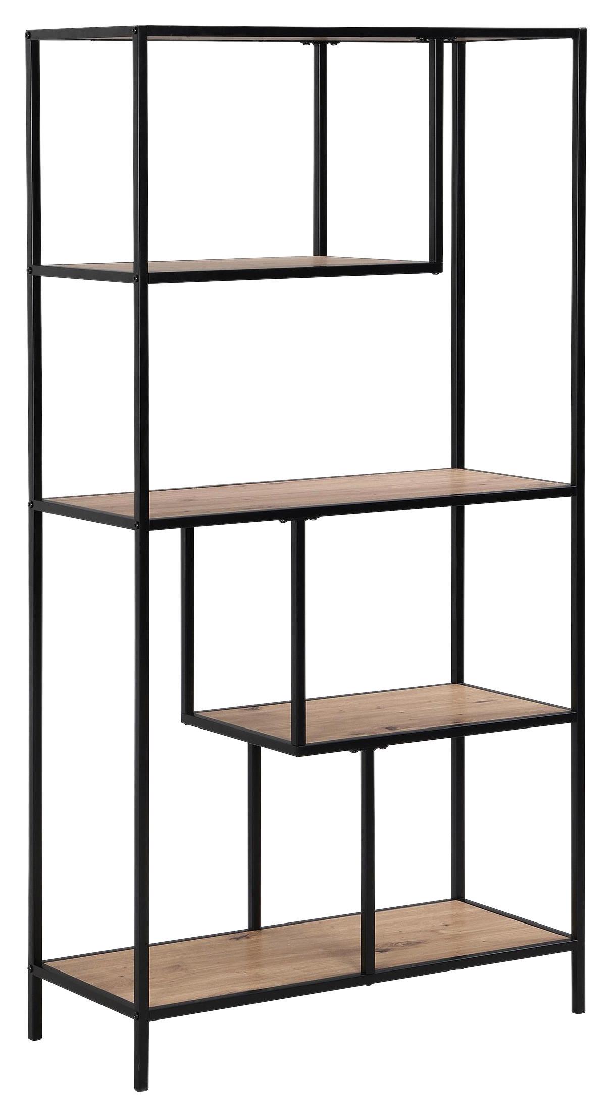 Polc Lilli 2 - natúr színű/fekete, Trend, faalapú anyag/fém (77/150/33cm)