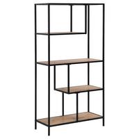 Polc Lilli 2 - natúr színű/fekete, Trend, faalapú anyag/fém (77/150/33cm)