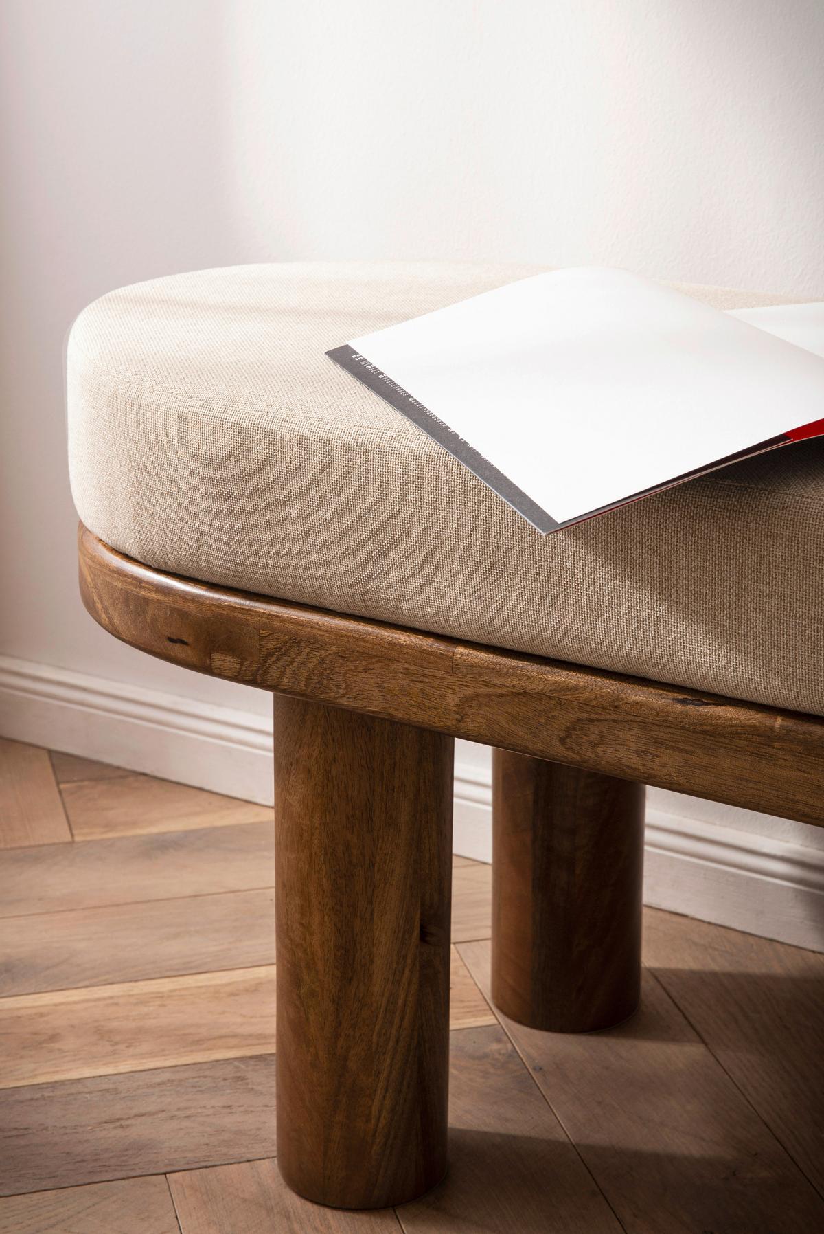 Sitzbank Beige B: 140 cm - Beige/Braun, Design, Textil (140/47/40cm) - Livetastic