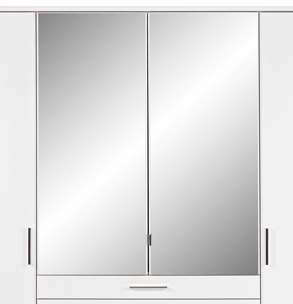 Kleiderschrank Mit Spiegel 180cm Aachen, Alpinweiß - Weiß, KONVENTIONELL, Holzwerkstoff (180/198/58cm)