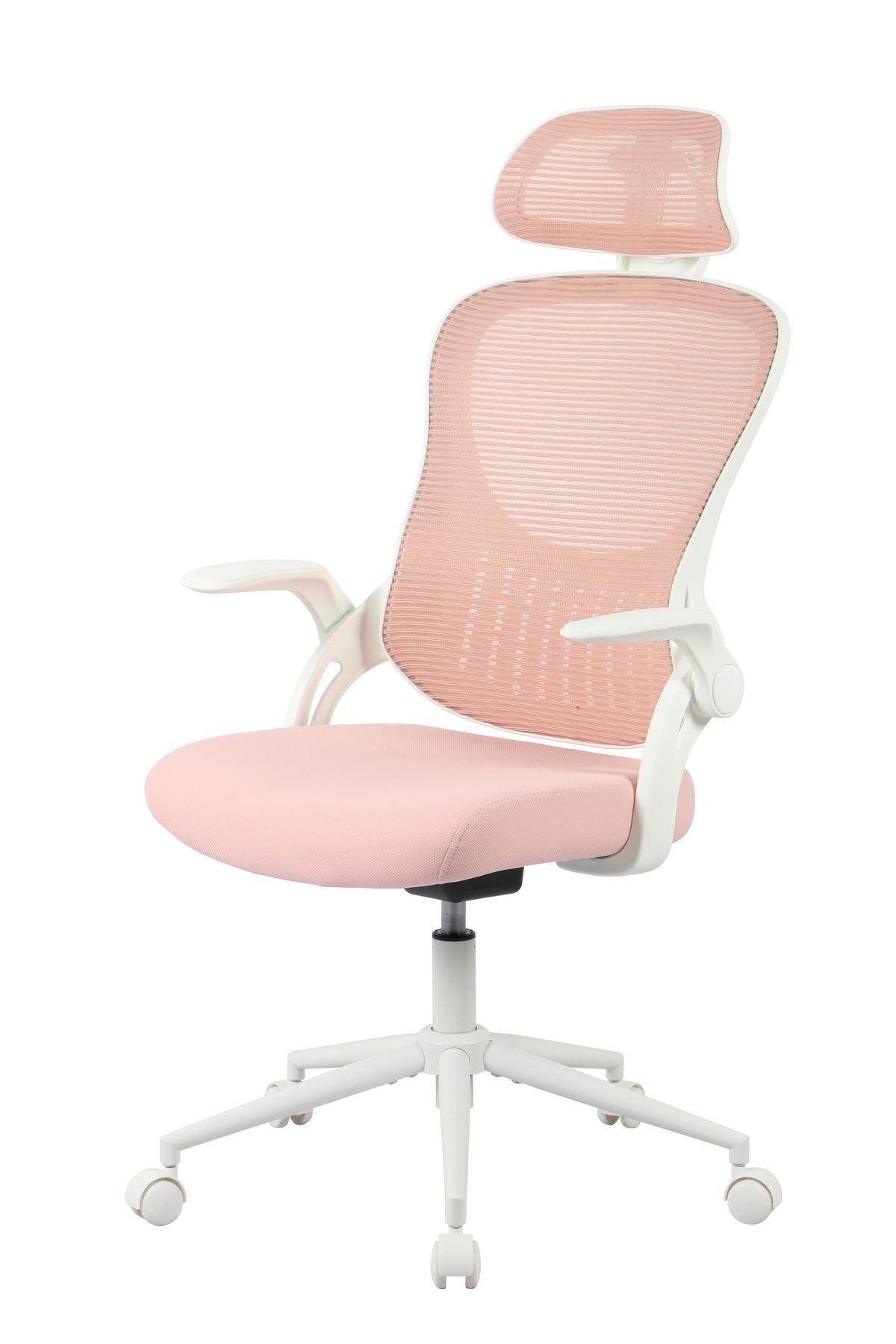 OTOČNÁ ŽIDLE POLLY - bílá/pink, Moderní, kov/textil (68/116-133/64cm) - Mömax