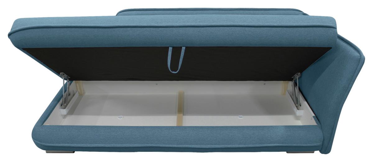 Relaxliege Latte L: 224 cm Petrol mit Bettkasten - Blau/Silberfarben, Design, Textil (224/84-99/107cm) - MID.YOU