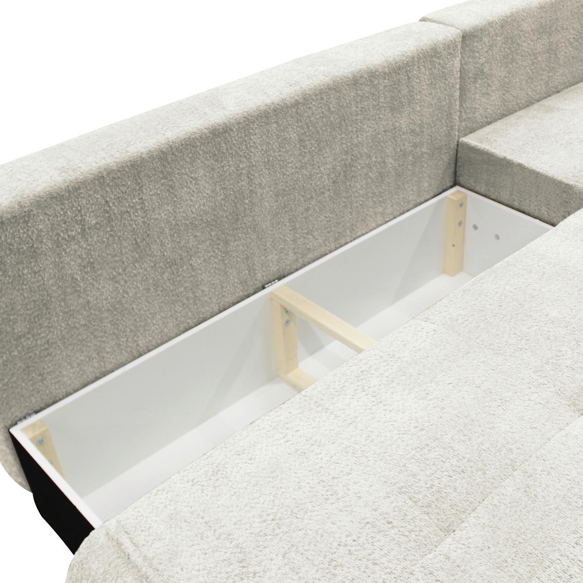 Ecksofa Paros Creme 277x179 Cm - Creme/Schwarz, Design, Textil (277/179cm) - MID.YOU