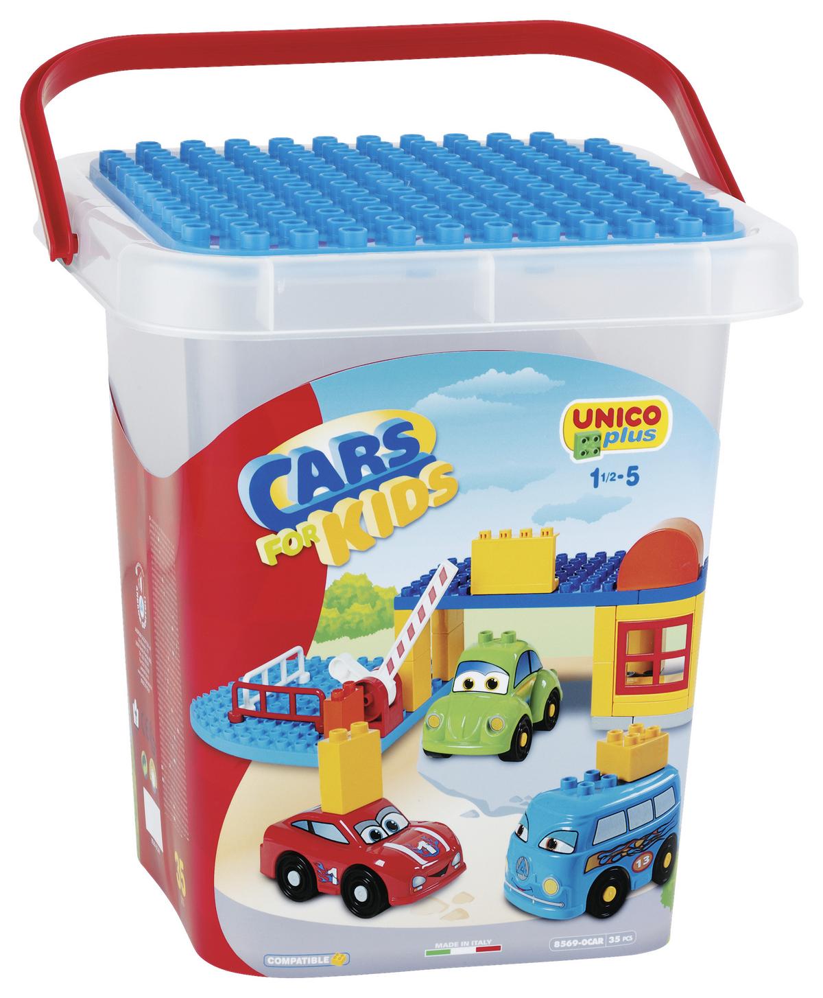 Bausteine 100 Teile, Ab 3 Jahren, Inkl. Eimer Und Platte - Blau/Gelb, Basics, Kunststoff (18/20/20cm) - Unico Plus