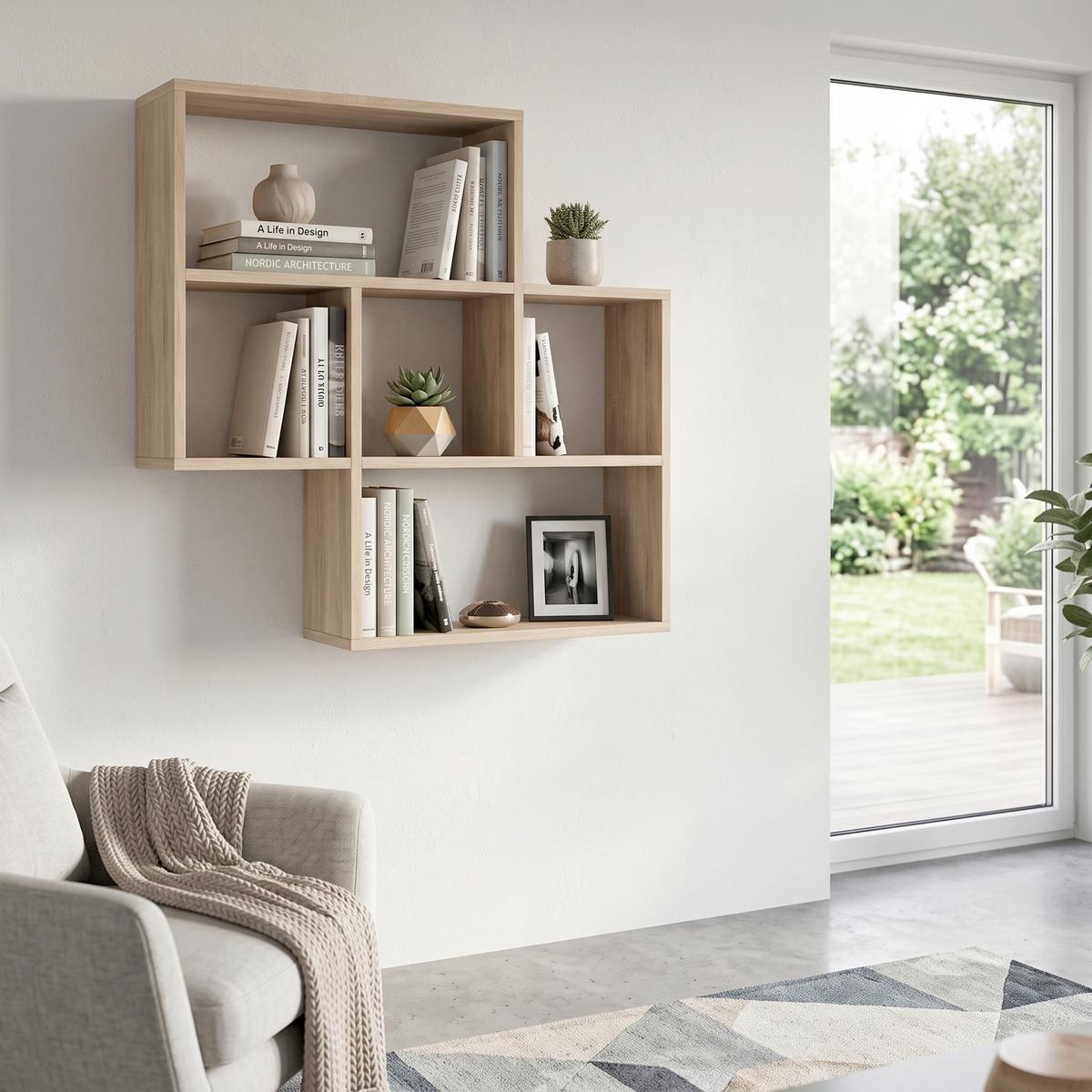 Wandregal Maybe Weiß/Eichefarben B: 85 cm - Eichefarben/Weiß, Design, Holzwerkstoff (85/85/20cm) - Livetastic