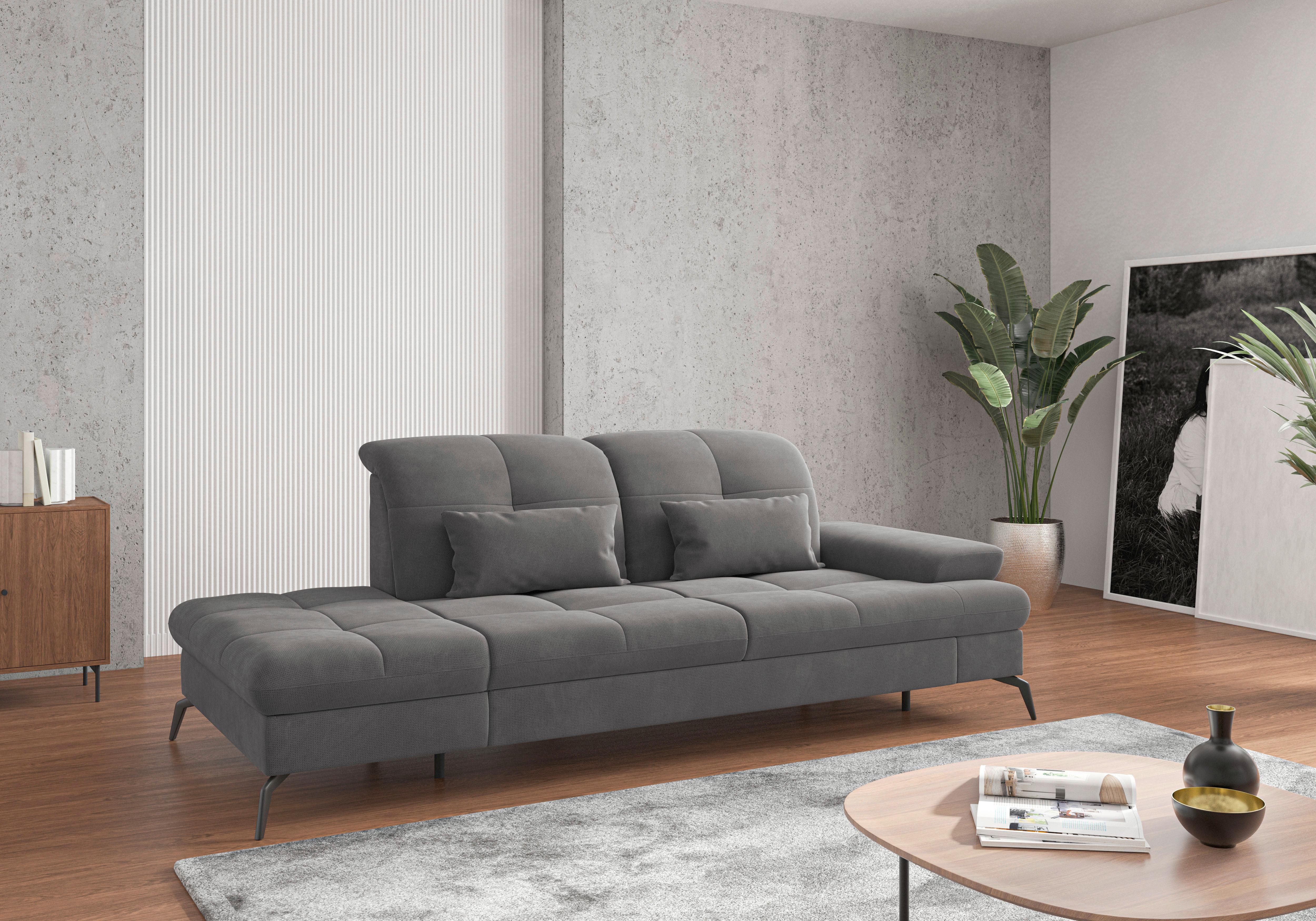 RÉCAMIERE Amica E, Grau B: 231 cm - Schwarz/Grau, KONVENTIONELL, Textil (231/90/122cm) - Sit & More