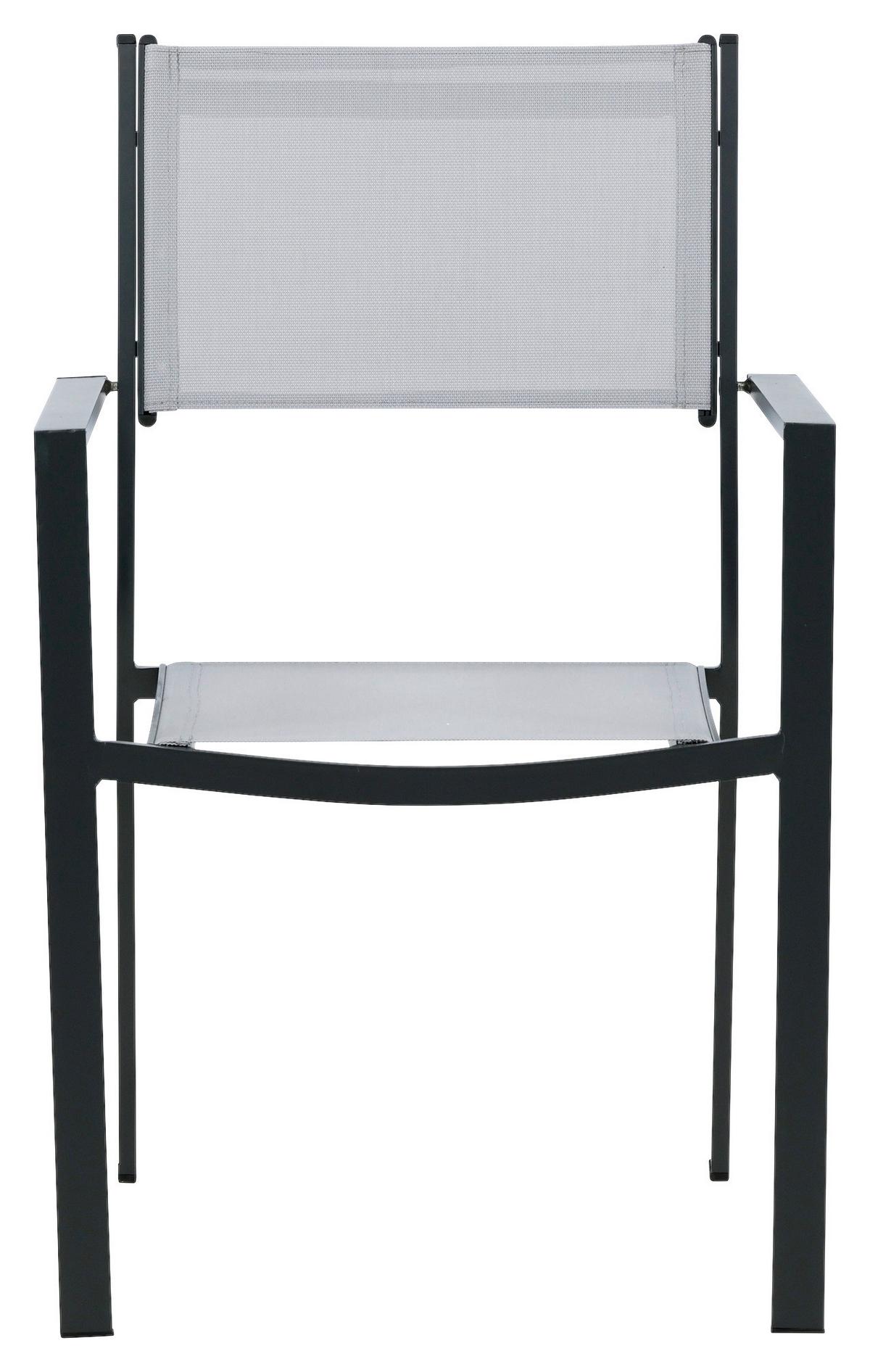 Gartensessel Stapelbar Copacabana Aluminium - Schwarz/Grau, KONVENTIONELL, Textil/Metall (56,5/88/61cm) - Gardenson