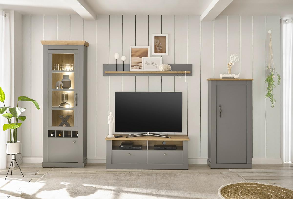 Wandboard Chambord Hellgrau/Eiche Dekor B: 150cm - Eichefarben/Hellgrau, Design, Holzwerkstoff (150/20/19cm) - MID.YOU