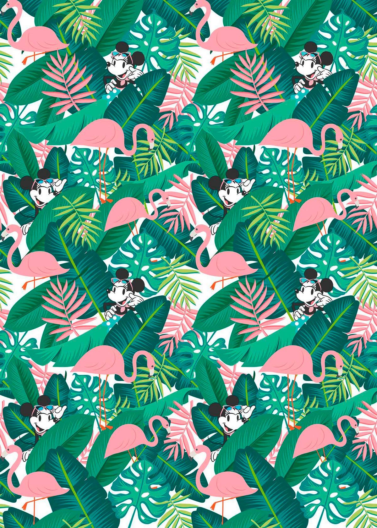 Fototapete Minnie Tropical - Multicolor, Trend, Textil (200/280cm)