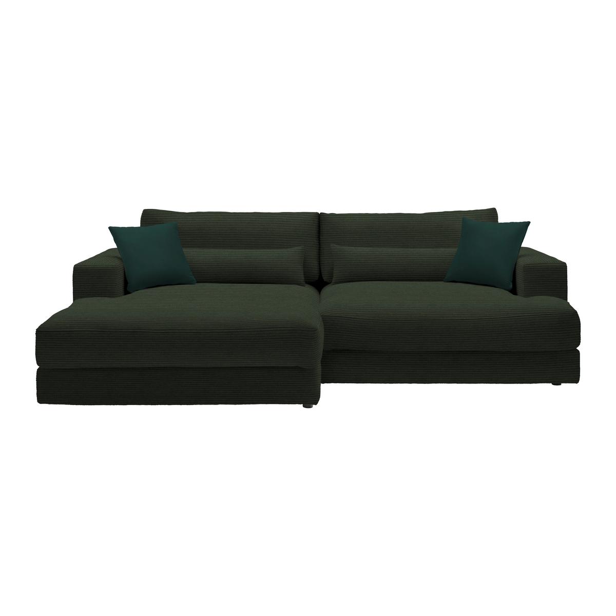 Rohová sedačka FABIONA, ľavá, zelený menčester / zelená - čierna/zelená, Modern, drevo/plast (194/268cm) - Premium Living