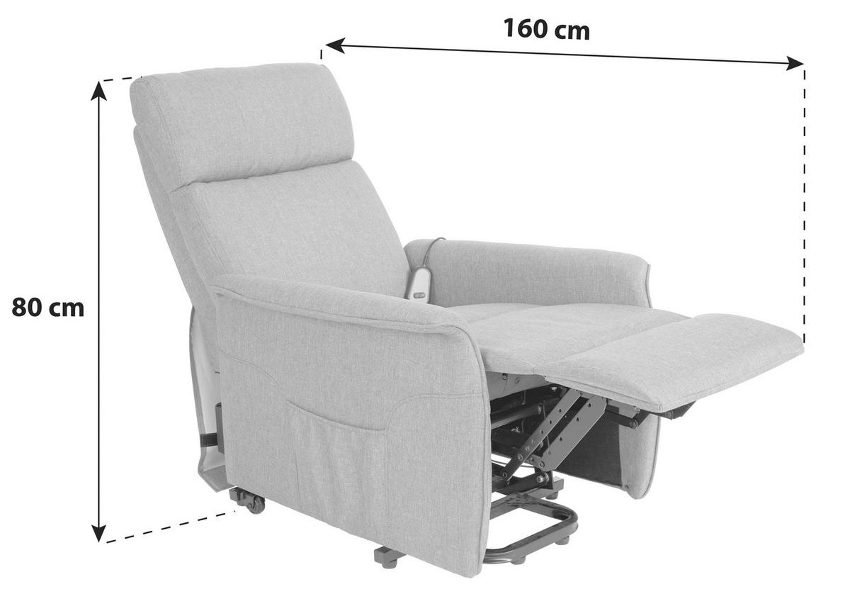 Fernsehsessel Elektrisch Graham Stoffbezug Grau - Grau, KONVENTIONELL, Textil/Metall (66/80-97/90-159,5cm) - Luca Bessoni