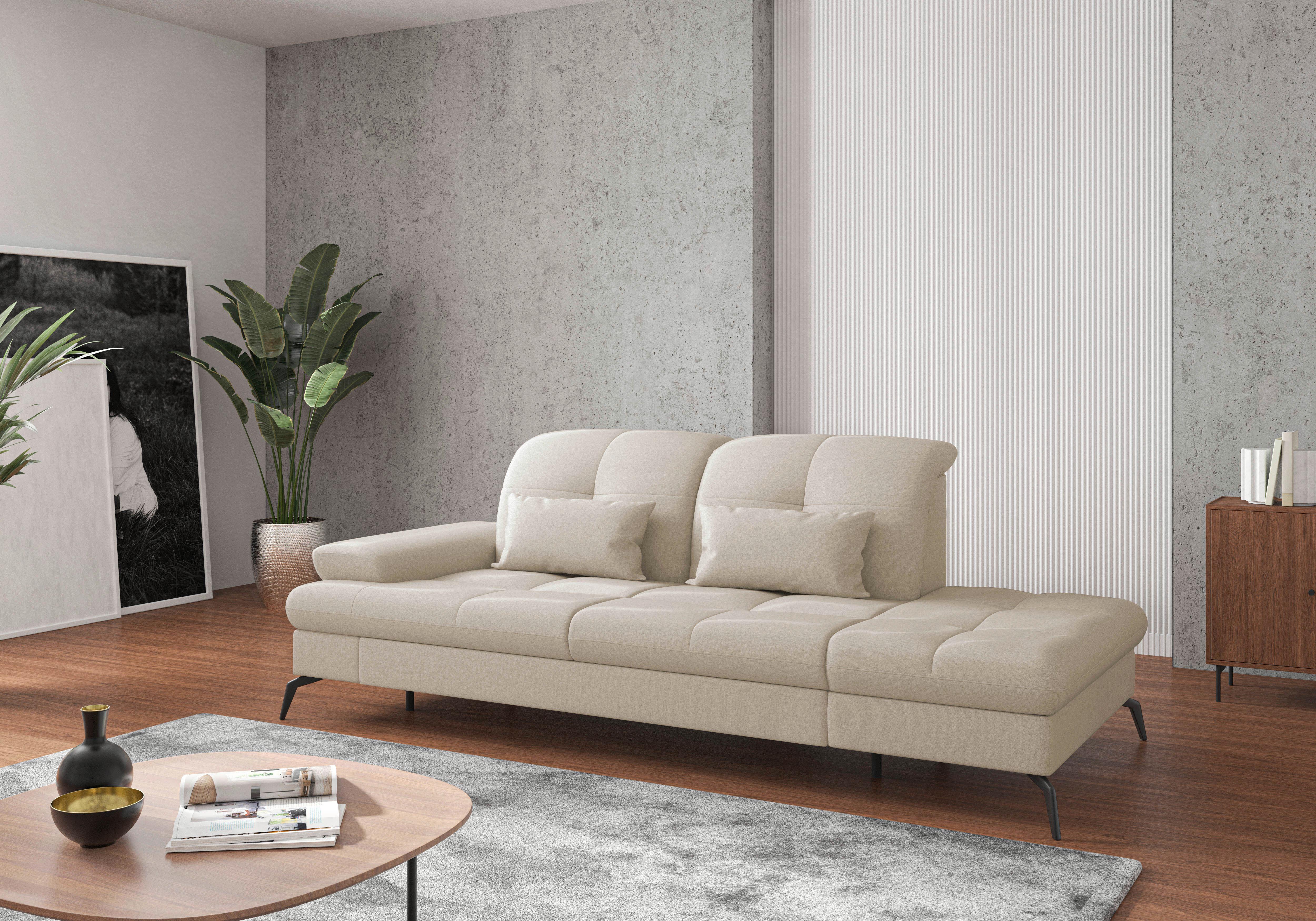 Récamiere Amica E, Creme B: 231 Cm - Creme/Schwarz, KONVENTIONELL, Textil (231/90/122cm) - Sit & More