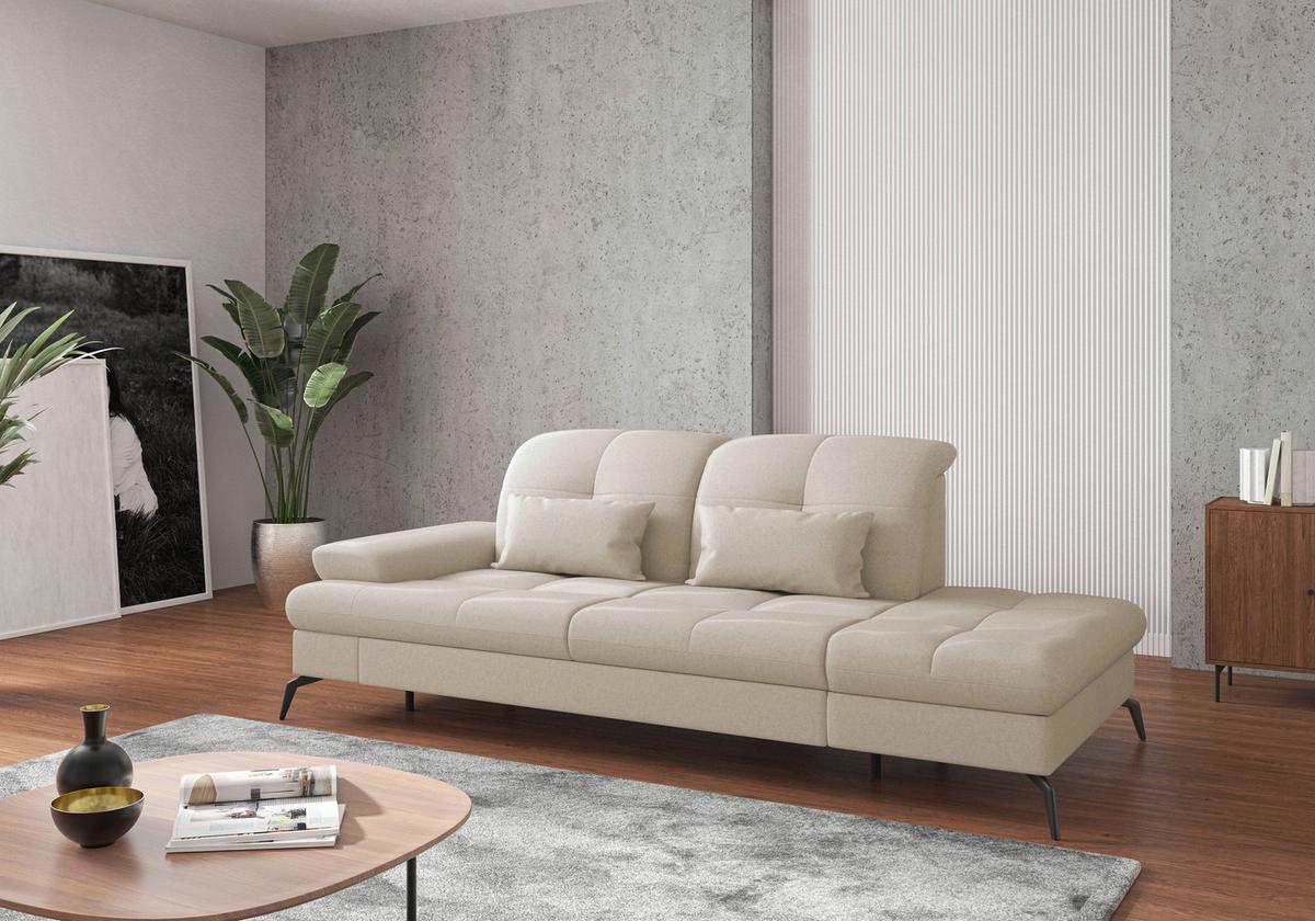 Récamiere Amica E, Creme B: 231 Cm - Creme/Schwarz, KONVENTIONELL, Textil (231/90/122cm) - Sit & More