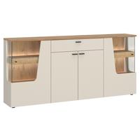 Sideboard Cut Out, B: 165cm Kaschmir/Eichefarben - Kaschmir/Eichefarben, MODERN, Glas/Holzwerkstoff (190/90/40cm) - Premium Living