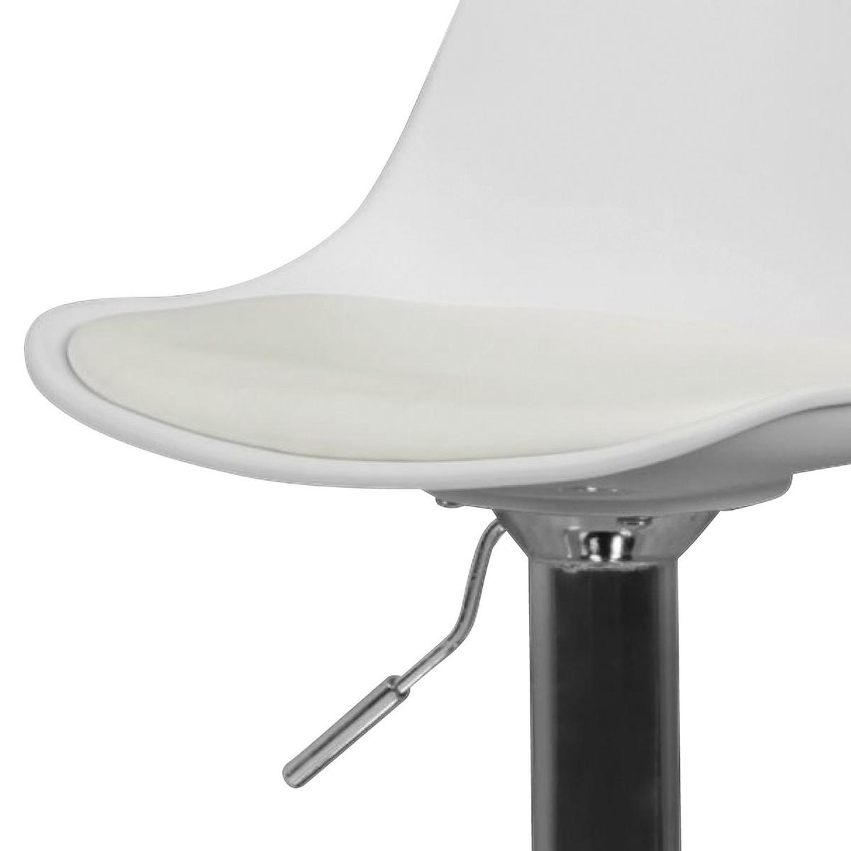 Barhocker Höhenverstellbar Korsika Lederlook Weiß/chrom - Chromfarben/Weiß, MODERN, Kunststoff/Textil (40/104/40cm) - MID.YOU