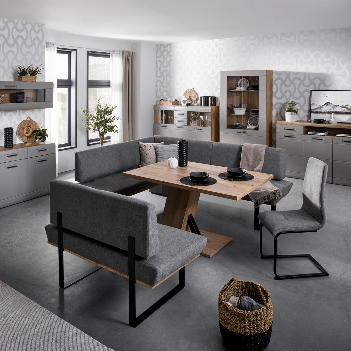 Highboard m. Glaselementen B: 154,9 cm Basalt/Eiche Dekor - MODERN, Glas/Holzwerkstoff (154,9/127,3/37,1cm) - Luca Bessoni