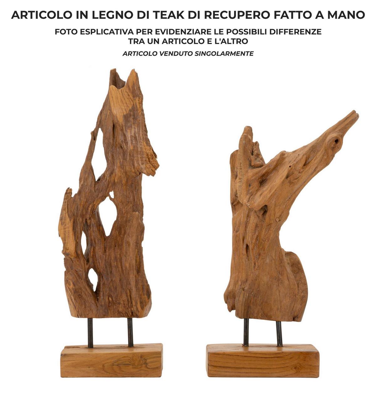 Skulptur Akar Teak Braun B: 55 cm - Braun, Basics, Holz (55/18/13cm)