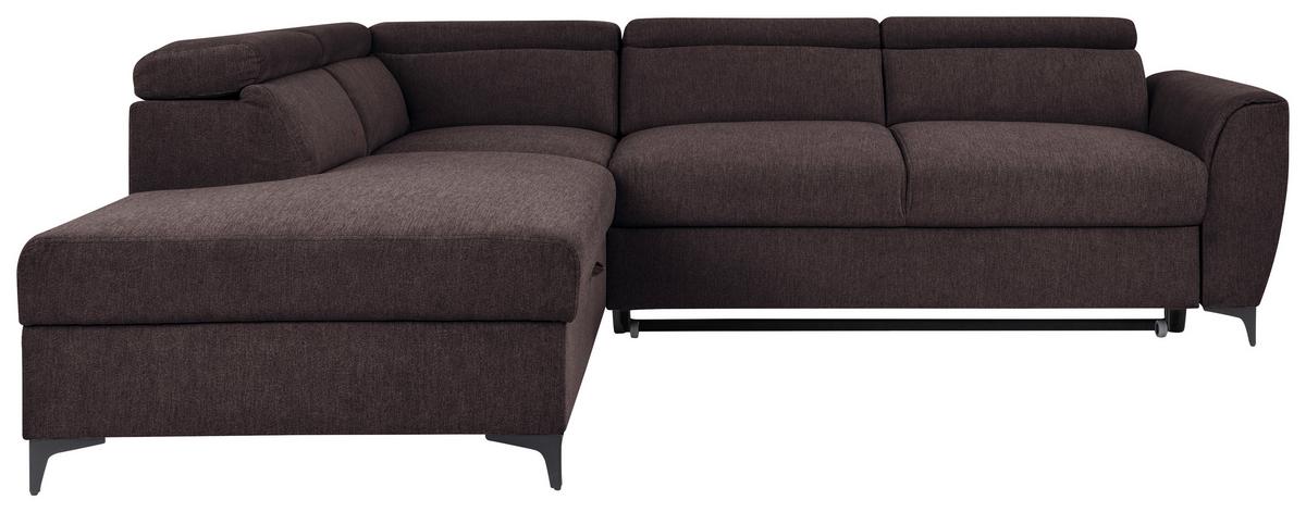 Ecksofa Lapis Dunkelbraun S: 217/255 Cm - Dunkelbraun/Schwarz, KONVENTIONELL, Textil (217/255cm) - MID.YOU