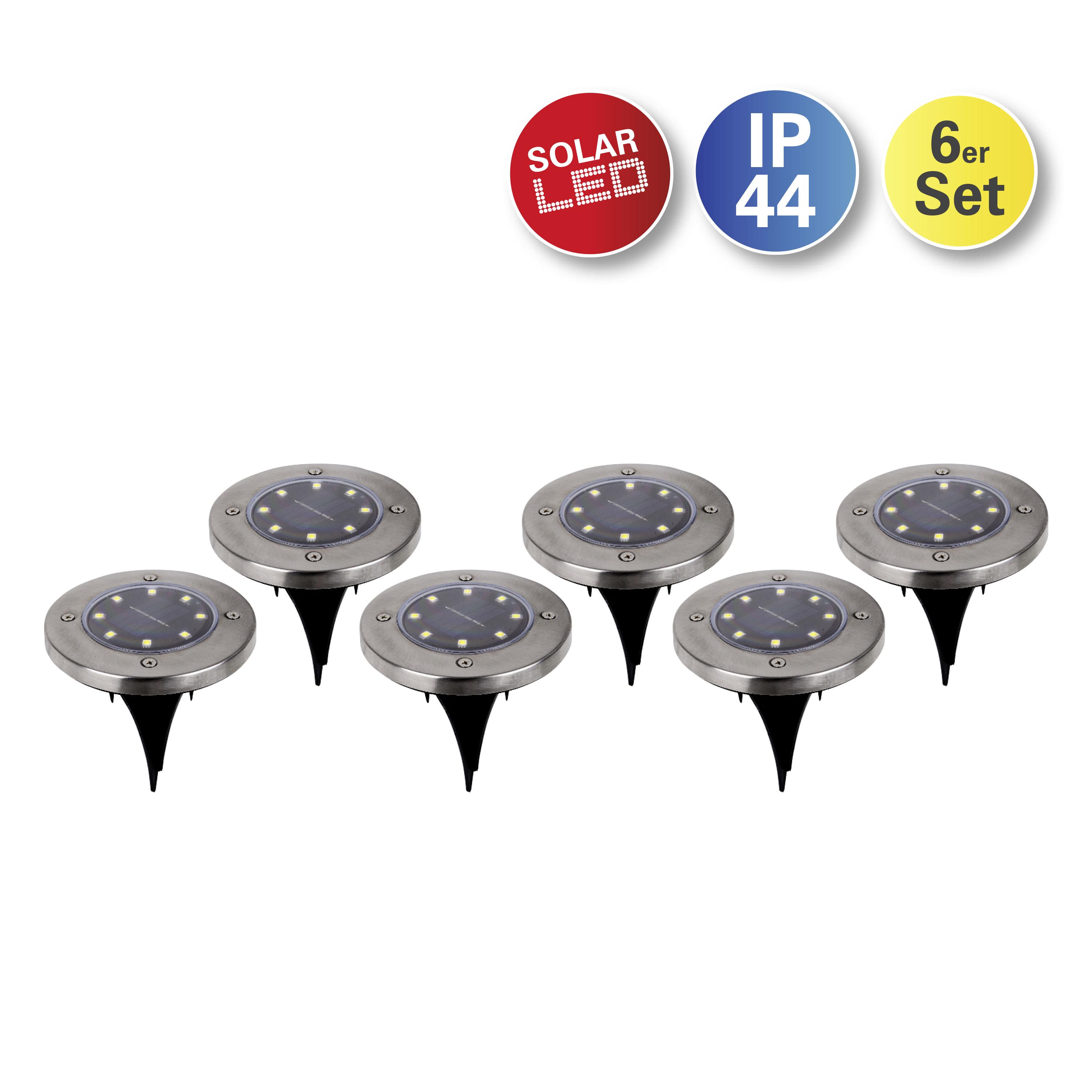 6 X Solarleuchte Mit Erdspieß 8xled Warmweiß H: 14 Cm
