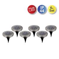 6 X Solarleuchte Mit Erdspieß 8xled Warmweiß H: 14 Cm - Edelstahlfarben, Basics, Kunststoff/Metall (11,5/14cm) - Näve