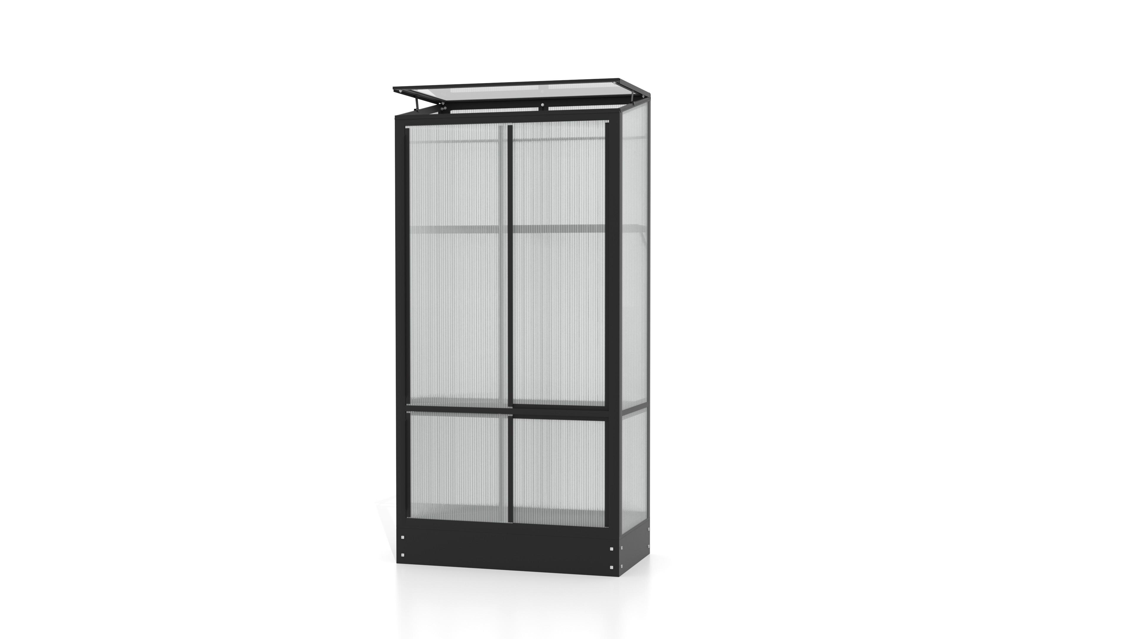 Balkon-Gewächshaus Polis Schwarz Metall H: 155,7 cm - Schwarz, Basics, Metall (81,2/155,7/42,8cm)