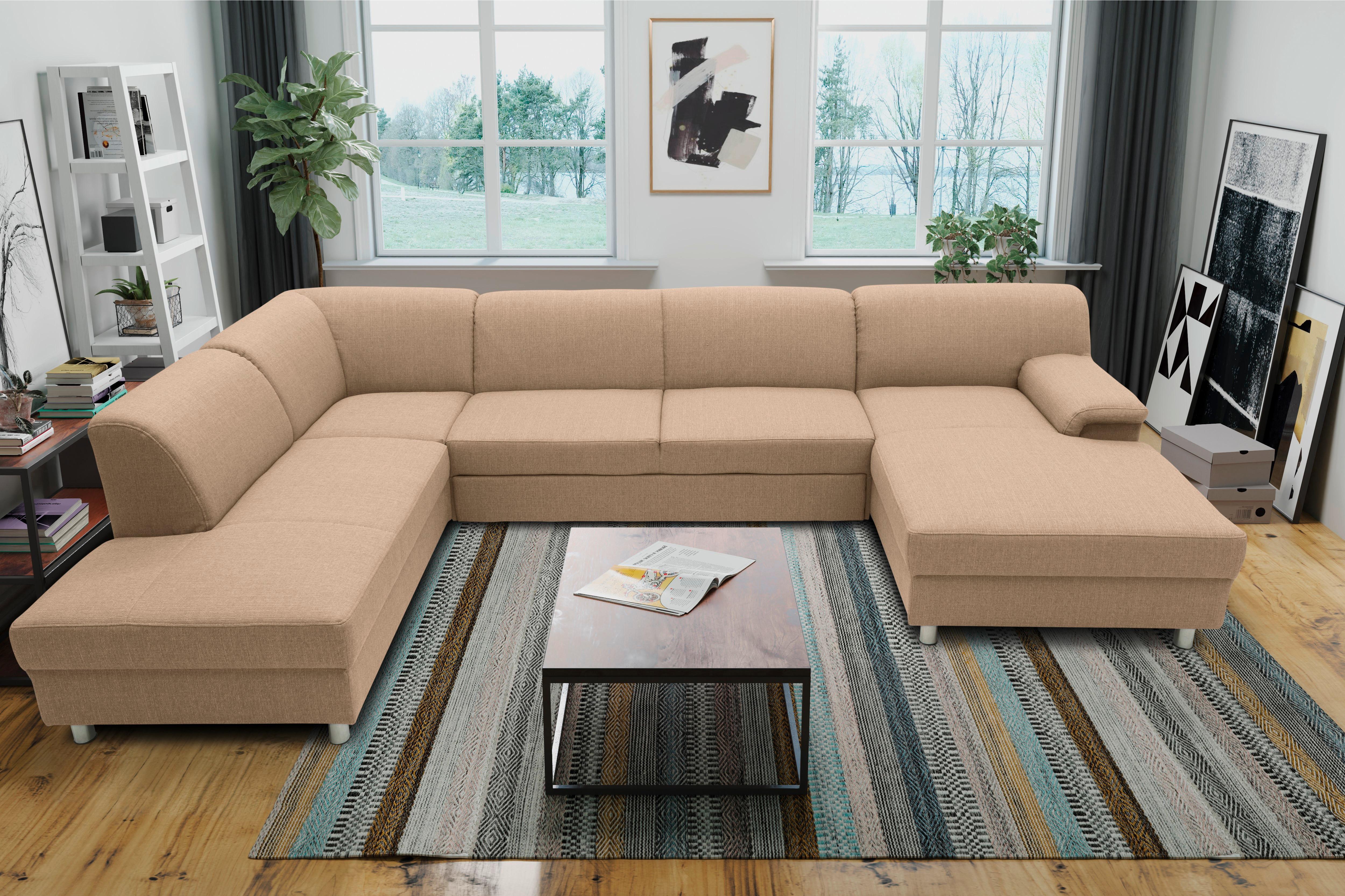 Wohnlandschaft Jamie Beige - Chromfarben/Beige, KONVENTIONELL, Textil (194/308/150cm) - MID.YOU