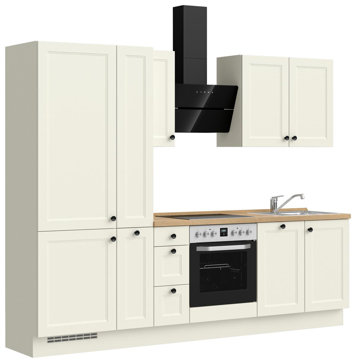 Kuchynská linka 270 cm, biela/dekor dub Sierra - čierna/biela, Modern, kov/kompozitné drevo (270cm) - Nobilia