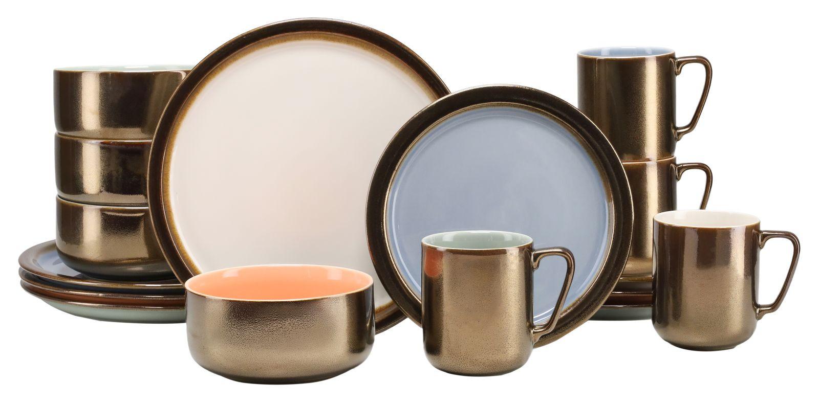 Kombiservice Keramik 4 Personen Geschirr Set - Multicolor, Keramik - Creatable