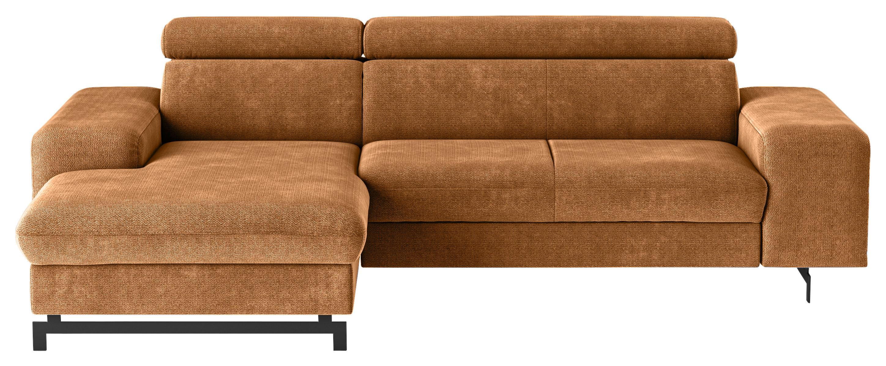 Ecksofa mit Bettkasten Emma Cognac 165x267 cm - Cognac/Schwarz, Textil (165/267cm) - MID.YOU