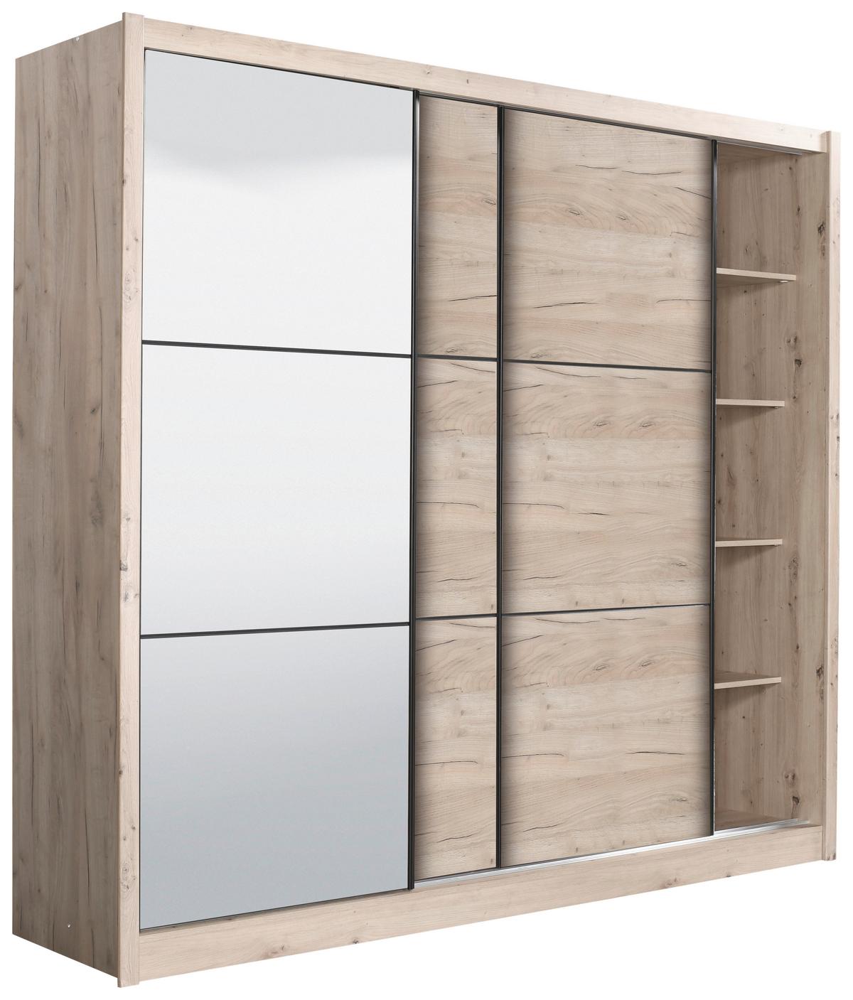 Tolóajtós Szekrény Navara 242/215,5 Cm - tölgyfa, Basics (242/215,5/60,5cm)