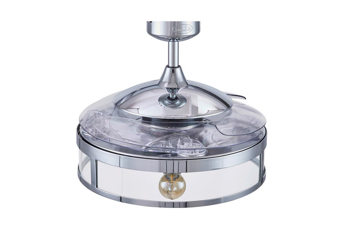 Deckenventilator Fanaway Chrom 4 Flügel, Led-Leuchte - Chromfarben/Transparent, Basics, Kunststoff/Metall (122/41cm) - P & B