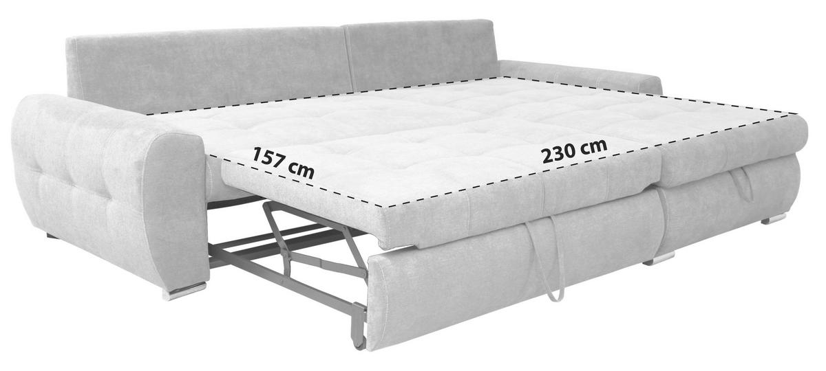 Ecksofa mit Schlaffunktion Solar Dunkelblau 277x175 cm - Chromfarben/Dunkelblau, Design, Textil (277/175cm) - Livetastic