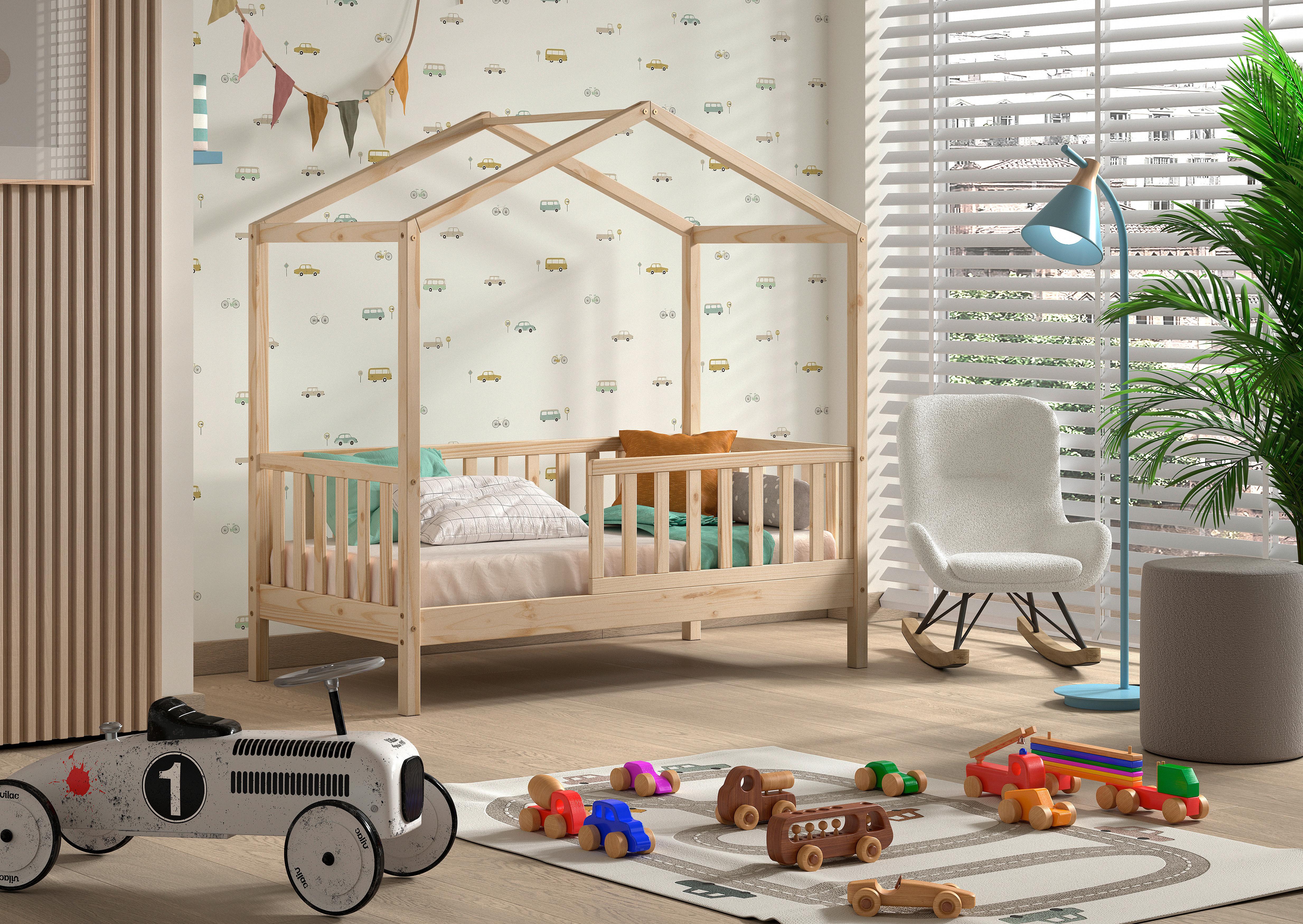 Hausbett Junior - Naturfarben/Kieferfarben, MODERN, Holz (70/140cm) - MID.YOU