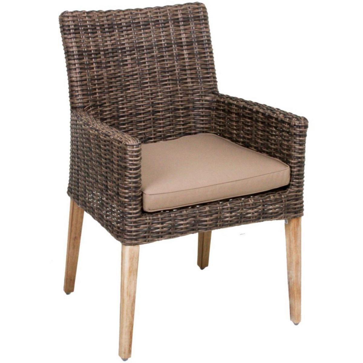 Gartenmöbel Set 3-Tlg. Kunststoff/Holz Mit Sitzkissen - Hellbraun/Beige, Basics, Holz/Kunststoff (60/89/64cm) - Gardenson