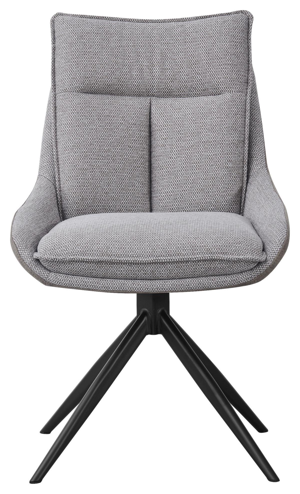 Armlehnstuhl Emilia Webstoff braun, B: 55cm - Schwarz/Braun, MODERN, Holz/Textil (55/88/65cm)