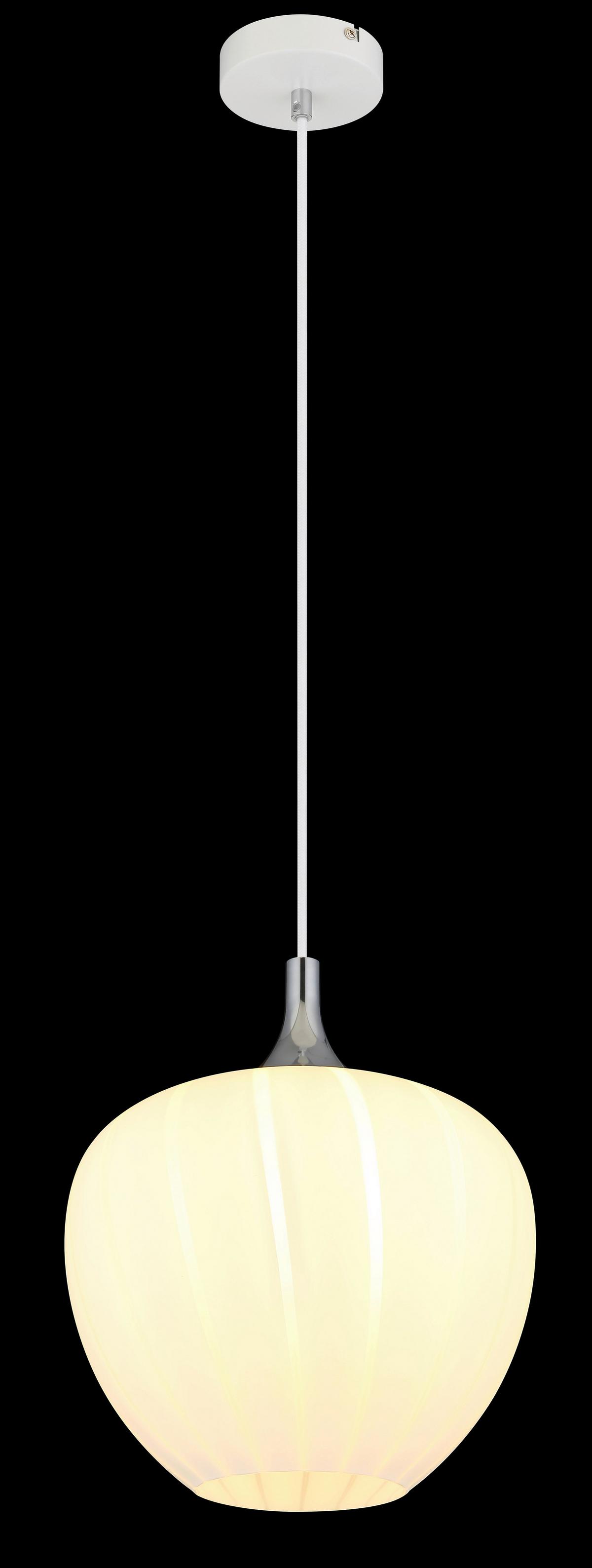 Hängeleuchte 15548h1w - Chromfarben/Weiß, KONVENTIONELL, Glas/Metall (29/120cm) - Globo